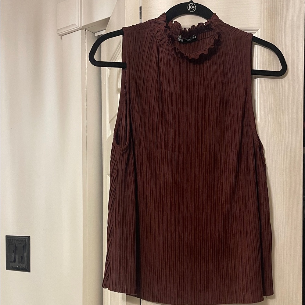 Zara Burgundy Sleeveless Blouse
